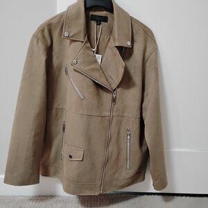 Zara faux suede oversized biker jacket